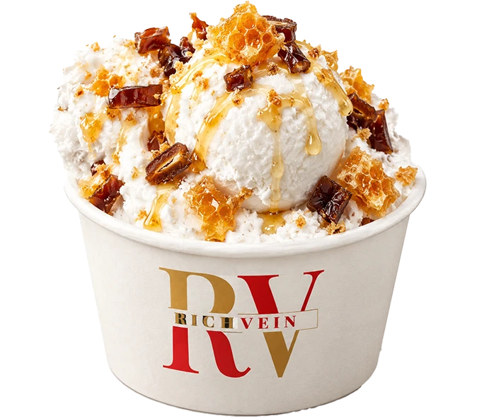 Aiskrim Kelapa Topping Madu Kelulut Kurma